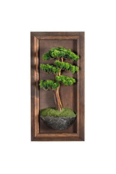 Omnia Concept Timber Bonsai Tablaeu - 7 - Masif Ahşap Çerçeveli 3 Boyutlu Yap...