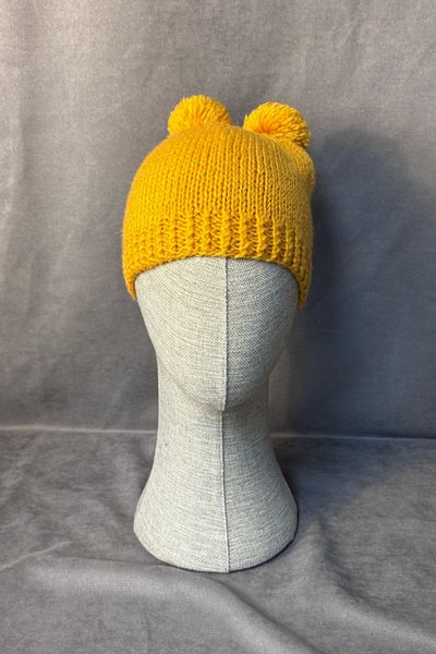 Uretti - Tuğba 9352 Hand Knitted Pompom Boy's Beret - Mustard