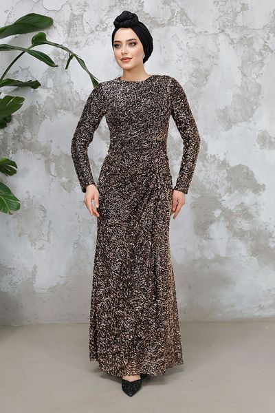Neva Style Hijab Evening Dress - Beaded Black Hijab Evening Dress 50341S