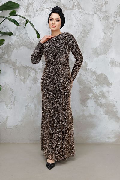 Neva Style Hijab Evening Dress - Beaded Black Hijab Evening Dress 50341S