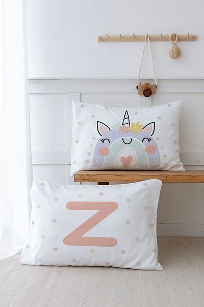 Tuğba Kuğu 2 Μαξιλαροθήκες (50x70) Salmon Unicorn - Letter Series - Letter Z