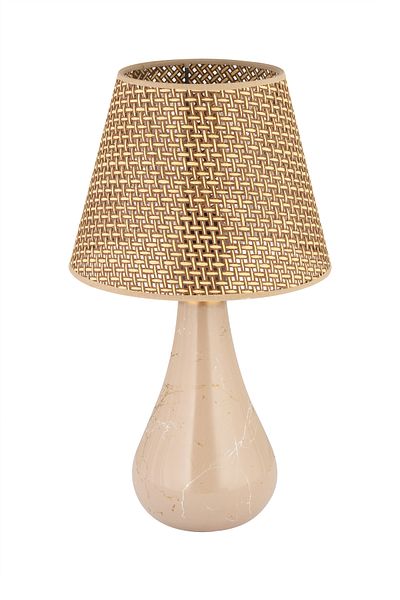 NisaLuce Damla Wicker Large Ceramic Lampshade - Brown Wicker Headboard with Piping