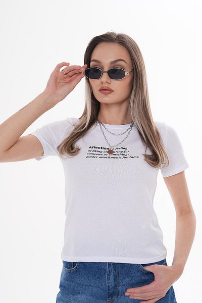 ŞİMAL Tricou de damă cu imprimeu text cu decolteu 250119   -