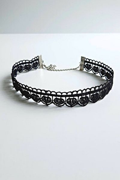 PETEK AKSESUAR Gothic Black Lace Guipure Choker Necklace