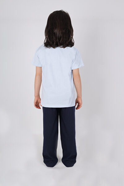 koza iç giyim Erkek Çocuk Pamuklu Kısa Kollu Baskılı Pijama Takımı
