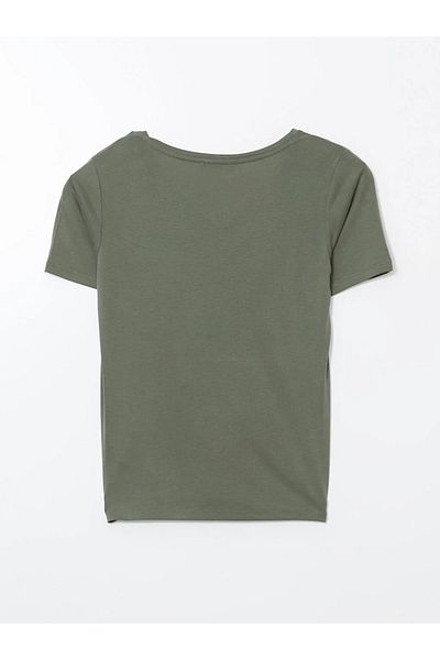 LC Waikiki Lcwaikiki Classic Khaki V-Neck Women's T-Shirt