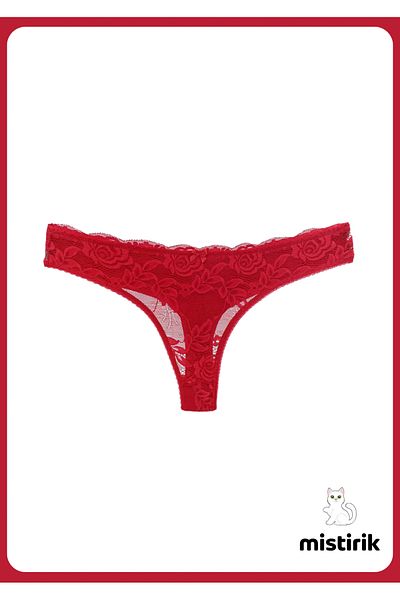 MİSTİRİK Red Masara Model Semi Dantela Chiloți Thong Comozi