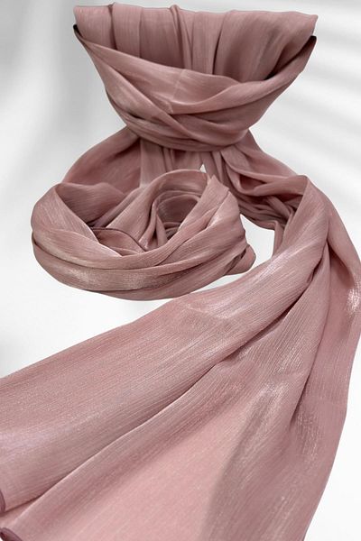 Amine Hüma Satin Textured Janjan Evening Dress Shawl 75*180 Dusty Rose