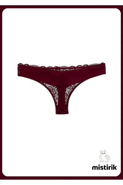 MİSTİRİK Chiloți tanga model Masara de culoare burgundy - semi-dantelat și confortabil de utilizat