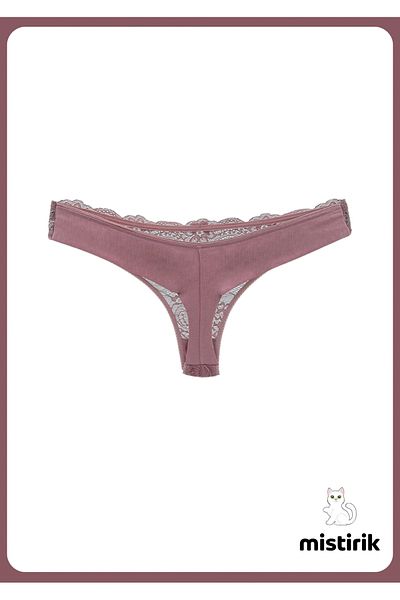MİSTİRİK Παστέλ ροζ χρώματος Masara Μοντέλο Semi Lace Άνετο στρινγκ κιλότ