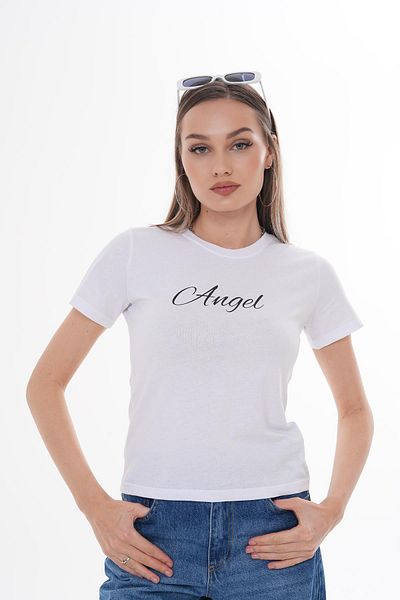 ŞİMAL Tricou de damă cu imprimeu text cu decolteu 250107   -