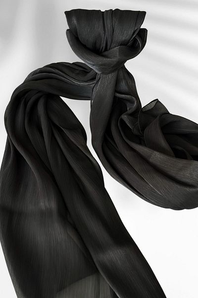 Amine Hüma Satin Textured Janjan Evening Dress Wrap 75*180 Black