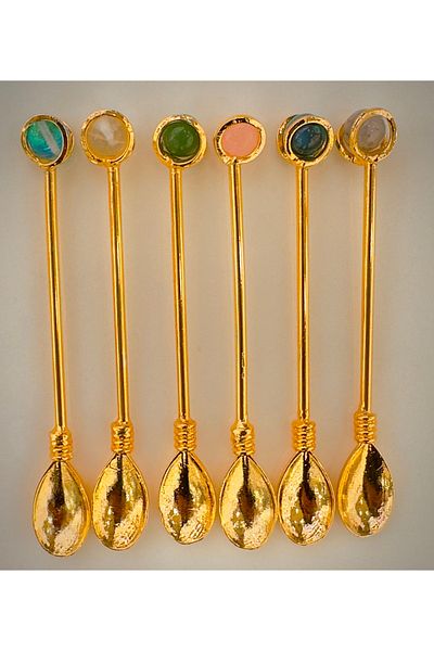 DUKKANI ISTANBUL Set of 6 Natural Stones Mixed Teaspoons - Small Stones