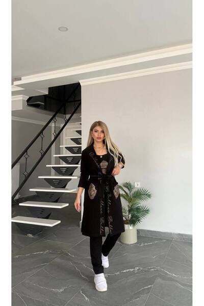 Bella Belluci بدلة بيلا ثلاثية أنيقة مع سترة طويلة