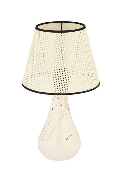 NisaLuce Damla Wicker Ceramic Large Lampshade - Cream/Wicker Head Black Piping