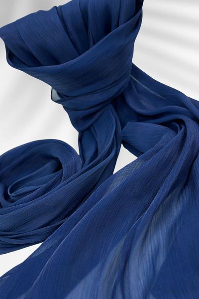Amine Hüma Satin Textured Janjan Evening Dress Shawl 75*180 Navy Blue