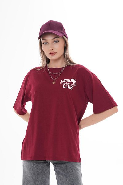 ŞİMAL Tricou oversize pentru damă, cu imprimeu la spate, cu decolteu 250111   -