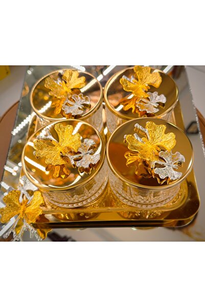 DUKKANI ISTANBUL طقم صينية للوجبات الخفيفة على شكل فراشة مكون من 4 قطع باللون...