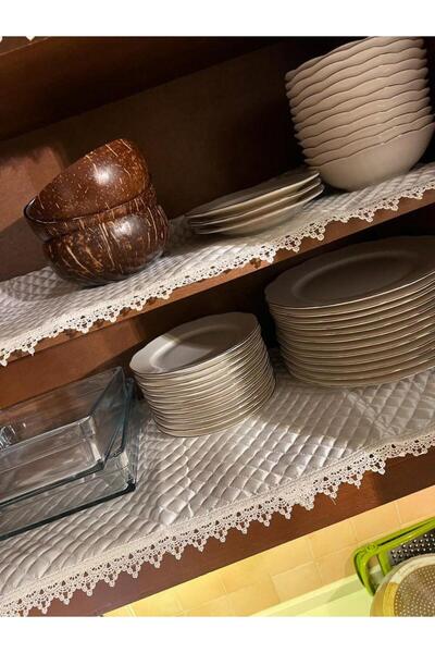 ALPER BAŞHELVACI كريم 60 سم × 10 طن فرنسي جبر فاخر من الساتان غطاء رف مبطن / ...