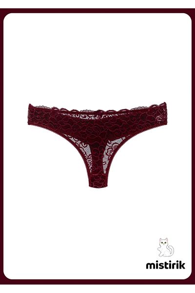 MİSTİRİK Chiloți tanga model Masara de culoare burgundy - semi-dantelat și confortabil de utilizat