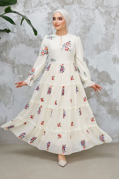 Neva Style فستان حجاب منقوش بالزهور إكرو 32815E