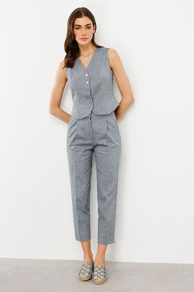 Ekol Metal Buttoned Stripe Pocket Vest
