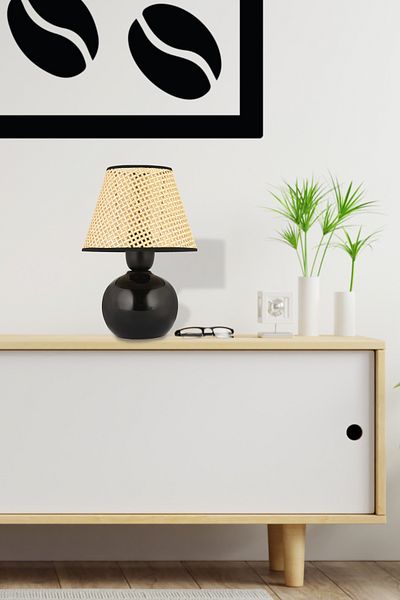 NisaLuce Nisa Luce 12-Piece Black Ceramic Lampshade - Wicker Ball Small Ceramic