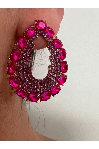 tones official Stone Wedding/Engagement/Henna Night Fuchsia -Pink Earrings