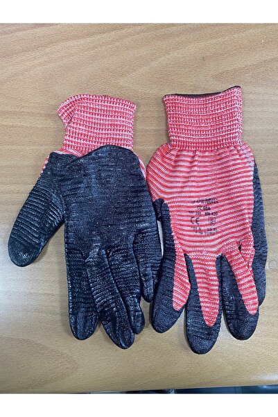 Demir قفازات العمل طلاء أحمر مسنن dz-04