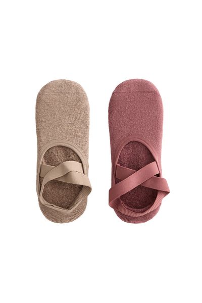 Oysho 2 pairs of cotton blend yoga and Pilates socks with crossover straps