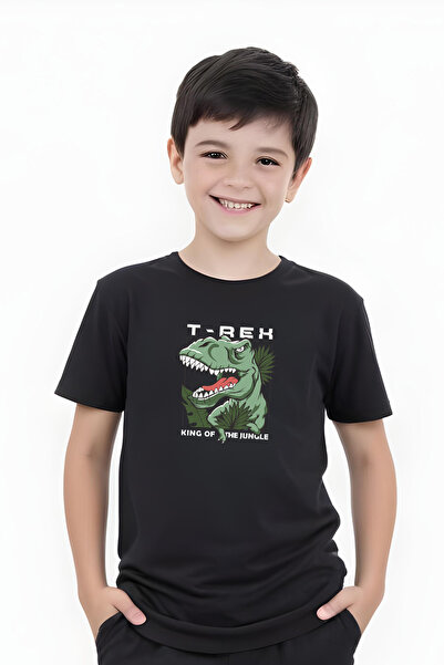 YA KO KİDS Tricou cu mânecă scurtă pentru băiat cu imprimeu dinozaur