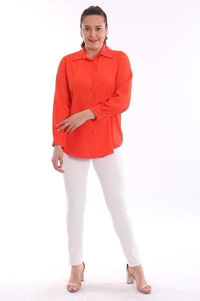 Metpoint Trend42Plus Plus Size Basic Coral Shirt
