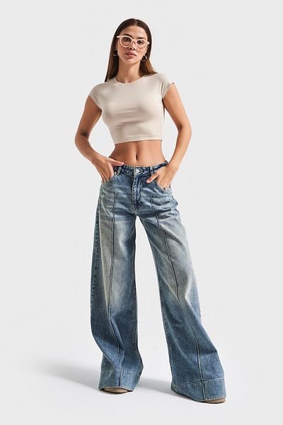 its basic Γυναικείο T. Τζιν Χρώμα 12S5-65 Super Palazzo Fit 100% Koton τζιν τζιν στη μέση