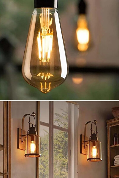 Genel Markalar Flamanlı Rustik 4w Led Ampul Dekoratif Vintage Aydınlatma Amber Rengi