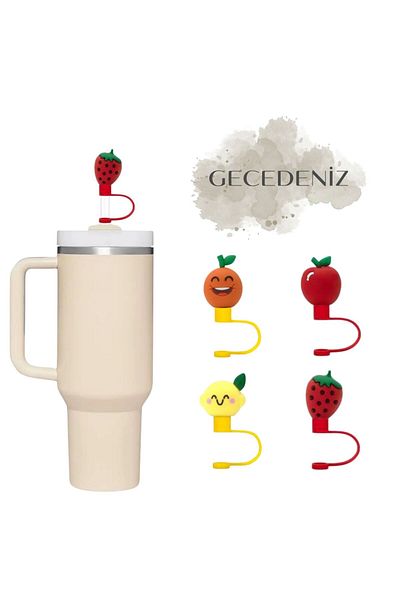 GECEDENİZ Three-Dimensional Fruit Thermos Straw Stopper