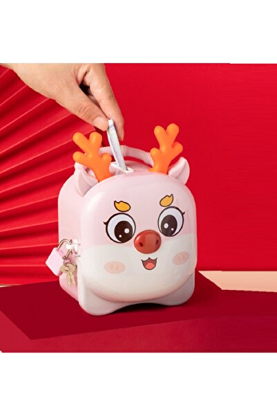 Livava Slatki zmaj, Torba komad i zaključana metalna kasica prasica, roza, 16x14