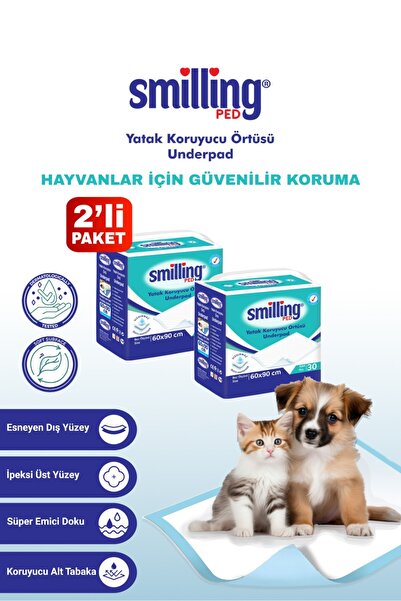 Smilling Pet Köpek Çiş Pedi-hast Altı Koruyucu Bez 60x90 30'lu( 60 ADET )