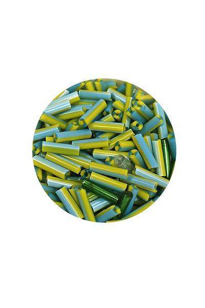 STUMBANNG Long Tube Cutting Beads Diameter 2mm Length 10mm - 60 Grams - Green Blue - Bnc289