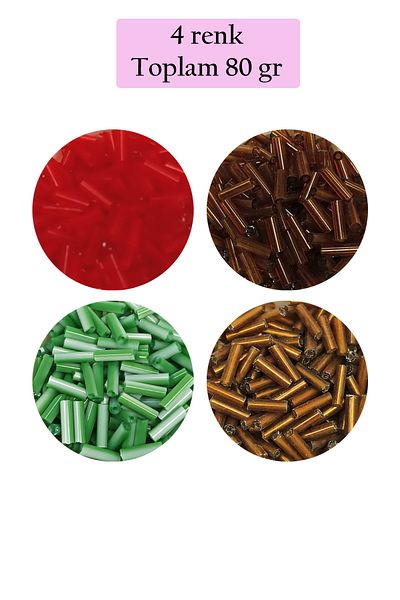 STUMBANNG Long pipe cutting beads diameter 2mm length 10 mm - 4 colors - total 80 grams - bnc431