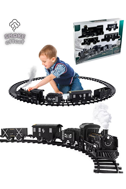TUENGİ STORE Işıklı Sesli Buharlı Oyuncak Tren Seti Büyük Boy Duman Çıkaran K...