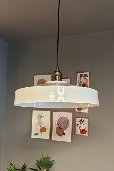 Bamyum Açe Beyaz Tekli Eskitme Lale Başlık Avize Retro Sarkıt Ofis Showroom S...