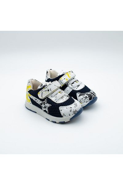 Arçın Shoes Navy Blue and Yellow Star Patterned Children's Sports Shoes – Dynamic Energy for Little Steps