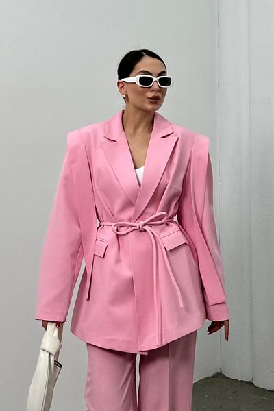 msm fashion Übergroßer Damen-Blazer – mit Gürtel und Schulterdetail