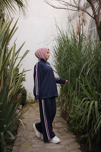Wovi Moda Σετ αθλητικής φόρμας Hijab - Γιακάς με φερμουάρ, Γυναικείο