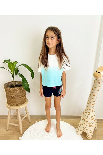 2kids2mom Tricou Crop pentru fete din țesătură din bumbac pur cu model Tie-Dye