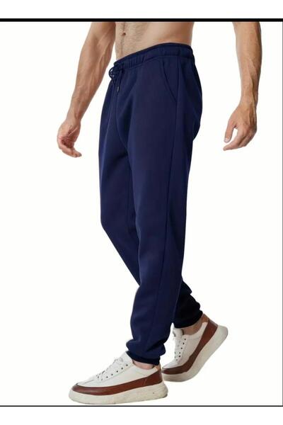 yg ydn giyim بنطال رياضي مريح عالي الخصر باللون الأزرق الداكن