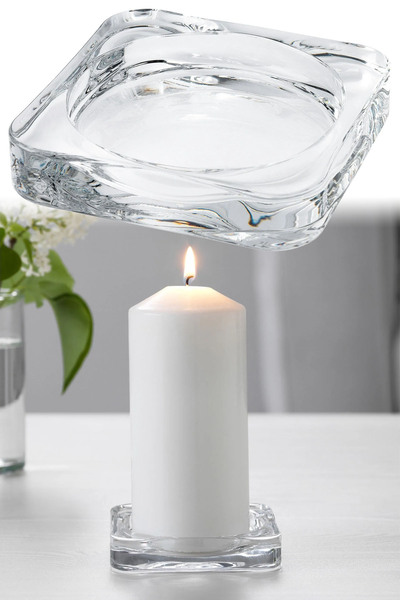 Binbirreyon 1 Adet Cam Blok Mum Tabağı Şamdan Altlık 10x10cm MA099
