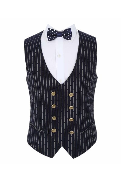 Doctor Boy's Self Patterned Triple Vest Suit