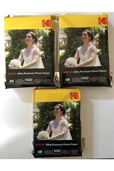 Kodak 260 Gram 10x15cm Parlak Glossy 3'lü Paket 300 Adet Ultra Premium İnkjet...