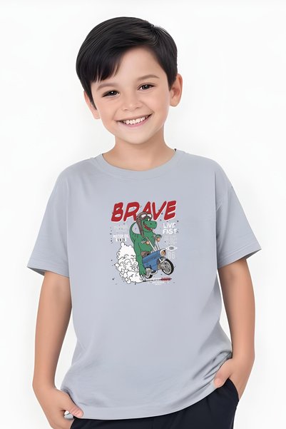 FYK COLLECTİON Hrabri Trex Štampano dečija majica kratkih rukava za dečake